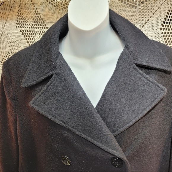 Andrea pea coat size 12, charcoal gray winter wool front buttons coat - Picture 4 of 15